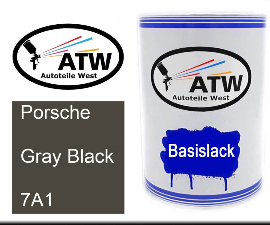 Porsche, Gray Black, 7A1: 500ml Lackdose, von ATW Autoteile West.